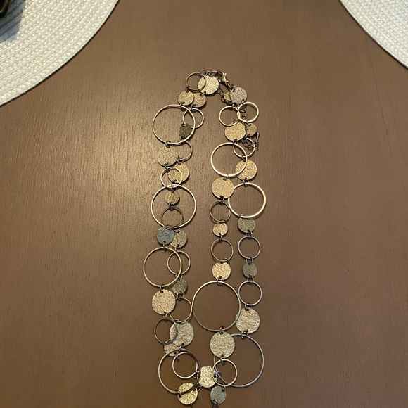 Elegant Gold and Silver Circle Necklace - Picture 5 of 6